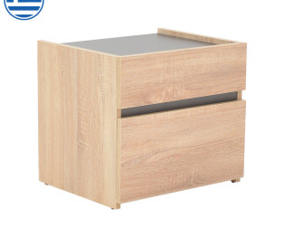 Κομοδίνο Comcie pakoworld σε φυσικό με γκρι απόχρωση 50x42x45.5εκ